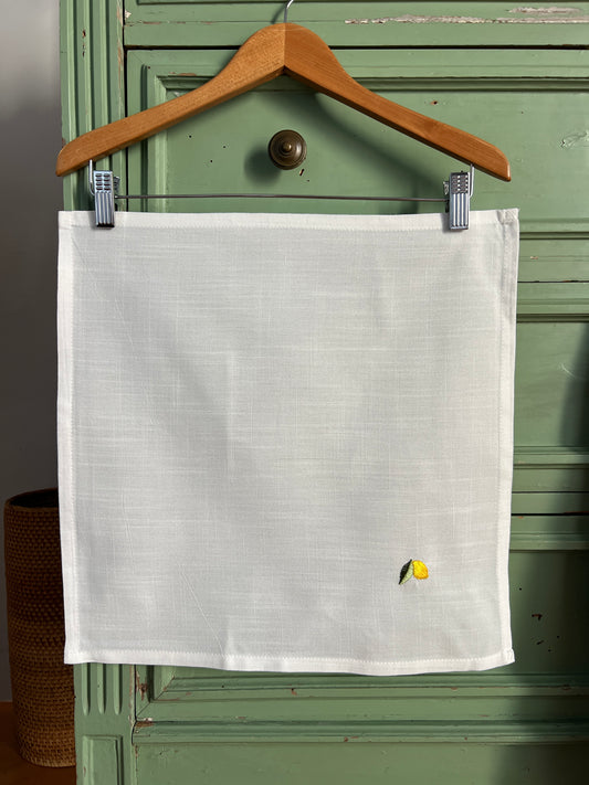 Embroidered Linen Napkin with Lemon (4pcs)